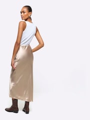 River Island Gold Easy Bias Satin Maxi Skirt - Image 2 of 6