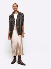 River Island Gold Easy Bias Satin Maxi Skirt - Image 3 of 6