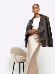 River Island Gold Easy Bias Satin Maxi Skirt - Image 4 of 6