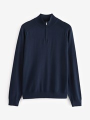 River Island Blue Slim Fit Half Zip Jumper - Image 1 of 2