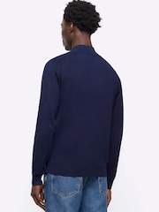 River Island Blue Slim Fit Half Zip Jumper - Image 2 of 2