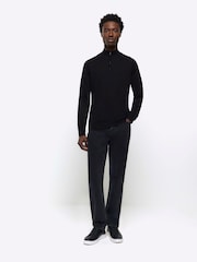River Island Black Slim Fit Half Zip Jumper - Image 2 of 4