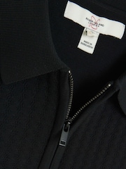 River Island Black Muscle Fit Cable Polo Jumper - Image 6 of 6