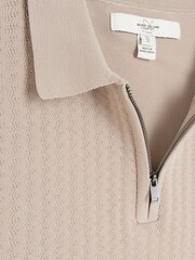 River Island Natural Muscle Fit Cable Polo Jumper - Image 4 of 5