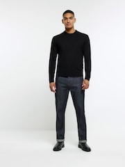 River Island Black 100% Cotton Knitted Crew Neck Jumper - Image 3 of 4