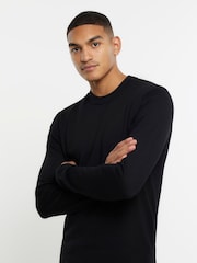 River Island Black 100% Cotton Knitted Crew Neck Jumper - Image 4 of 4