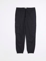 River Island Blue Washed Cargo Hatch Elasticated Joggers - Image 5 of 6
