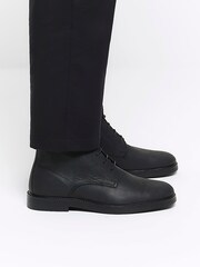 River Island Black Leather Casual Chukka Boots - Image 1 of 5