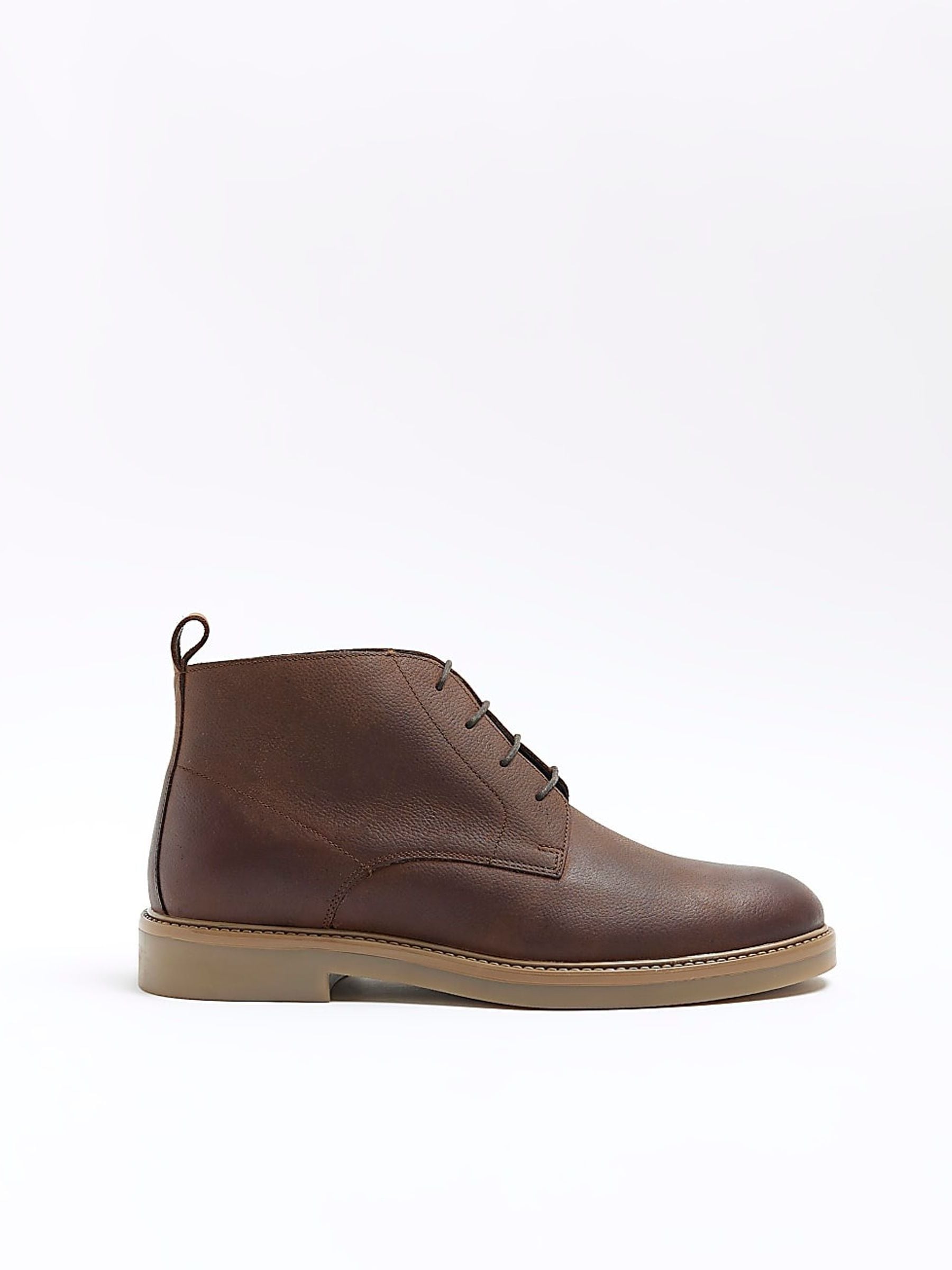Buy River Island Brown Leather Casual Chukka Boots from Next Luxembourg