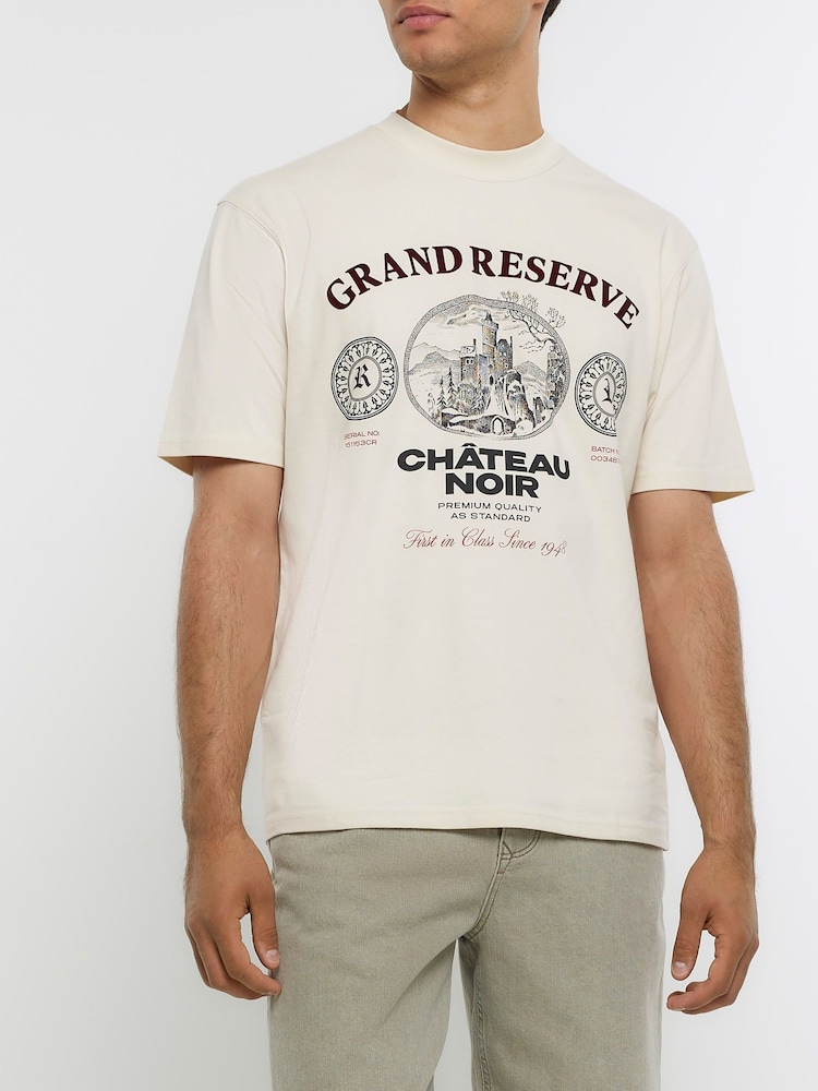 River Island Cream 100% Cotton Grand Reserve T-Shirt - Image 1 of 4 River Island Cream 100% Cotton Grand Reserve T-Shirt - Image 1 of 4
