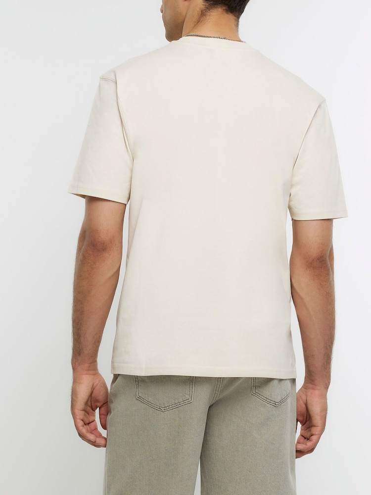 River Island Cream 100% Cotton Grand Reserve T-Shirt - Image 2 of 4 River Island Cream 100% Cotton Grand Reserve T-Shirt - Image 2 of 4