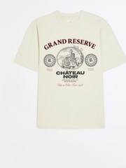 River Island Cream 100% Cotton Grand Reserve T-Shirt - Image 3 of 4