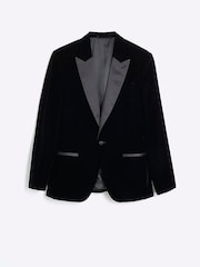 River Island Black Velvet Peak Tuxedo Jacket - Image 5 of 6
