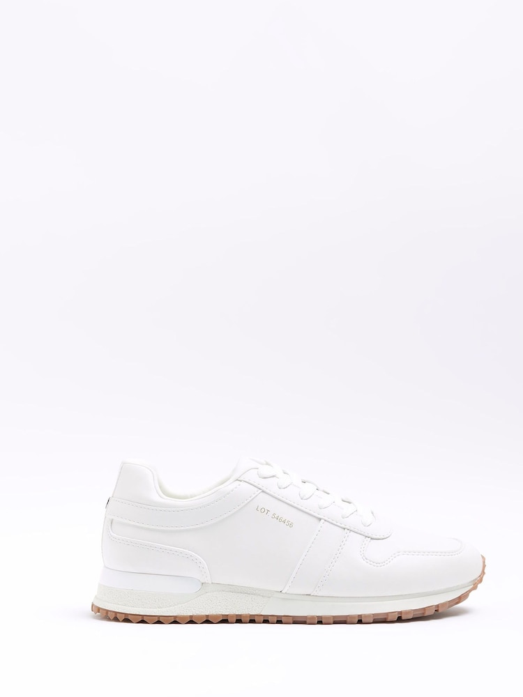 River Island White Embossed Quarters Runner Trainers - Image 1 of 6 River Island White Embossed Quarters Runner Trainers - Image 1 of 6