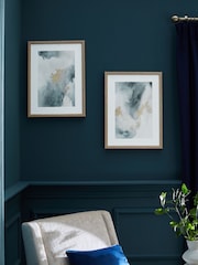 Blue/Gold Abstract Framed Canvas Wall Art Set Of 2 - Image 1 of 6