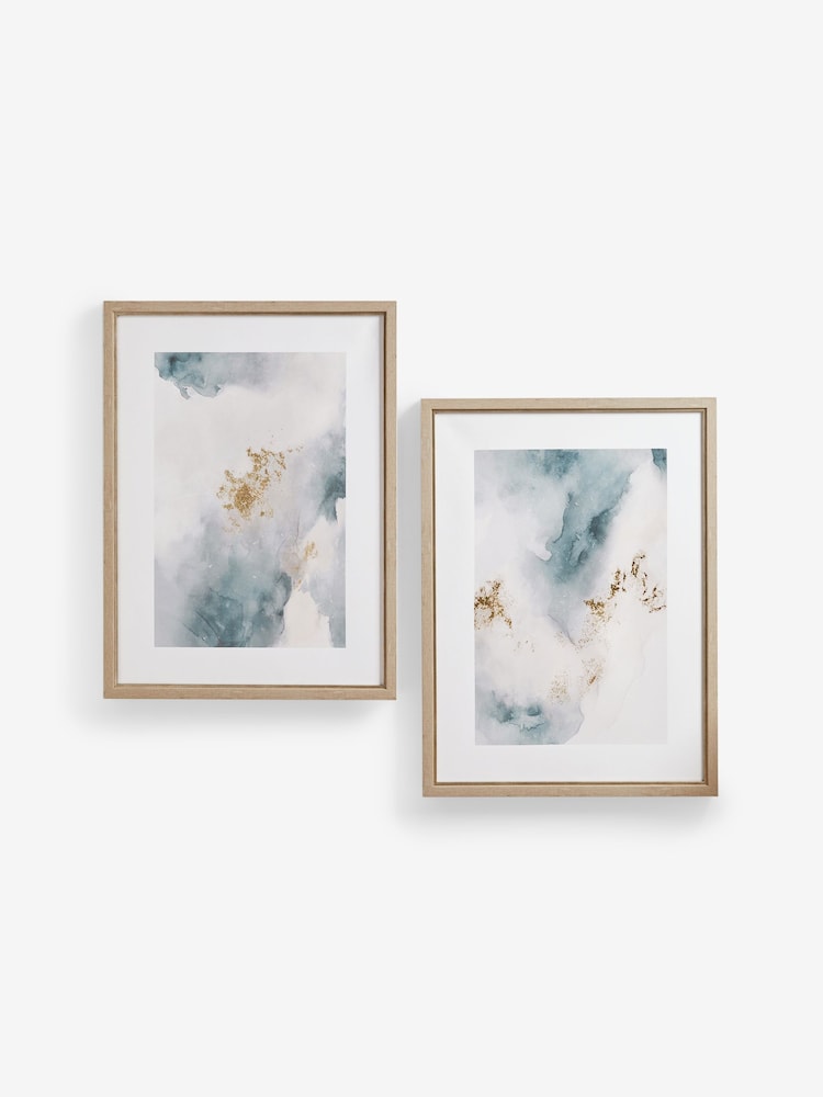 Blue/Gold Abstract Framed Canvas Wall Art Set Of 2 - Image 4 of 6