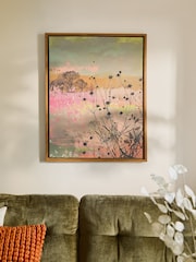 Pink Summer Meadow Landscape Framed Canvas Wall Art - Image 1 of 6