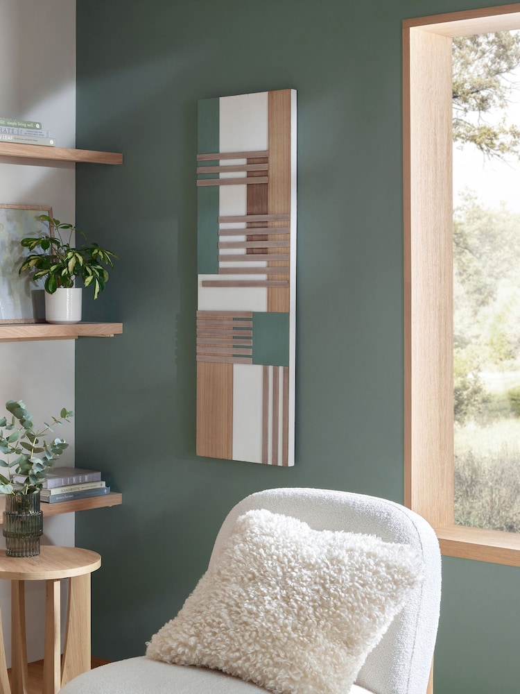 Green/Wood Abstract Wood Panel Wall Art - Image 2 of 5