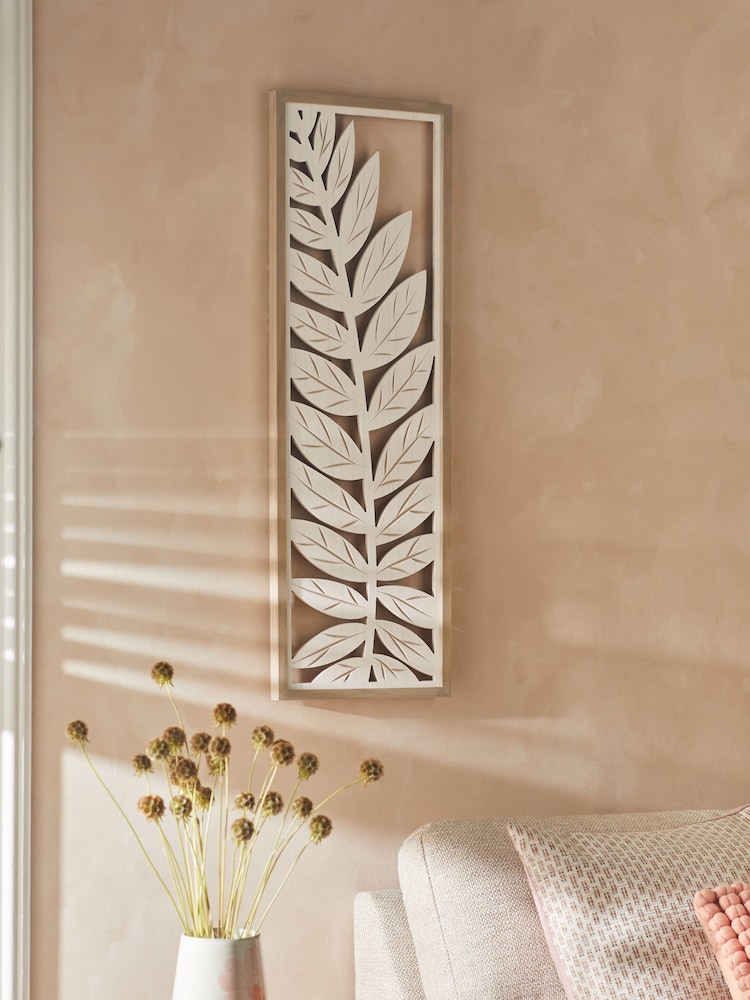 White Leaf Wooden Wall Art - Image 2 of 6