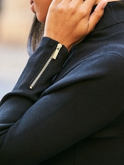 Sosandar Black Roll Neck Zip Detail Fit & Flare Knitted Dress - Image 5 of 5