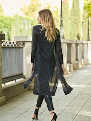 Sosandar Silver Metallic Super Sparkly Longline Cardigan - Image 5 of 5