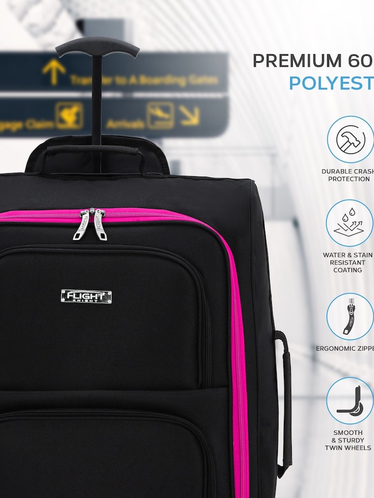Rosa - Maleta de cabina con 2 ruedas de Knight Cabin compatible con EasyJet y Ryanair - Imagen 2 de 7 Rosa - Maleta de cabina con 2 ruedas de Knight Cabin compatible con EasyJet y Ryanair - Imagen 2 de 7