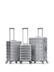 Flight Knight Silver Premium Travel Suitcase Set, 8 Wheels, Aluminium Frame, ABS Body - Image 1 of 7