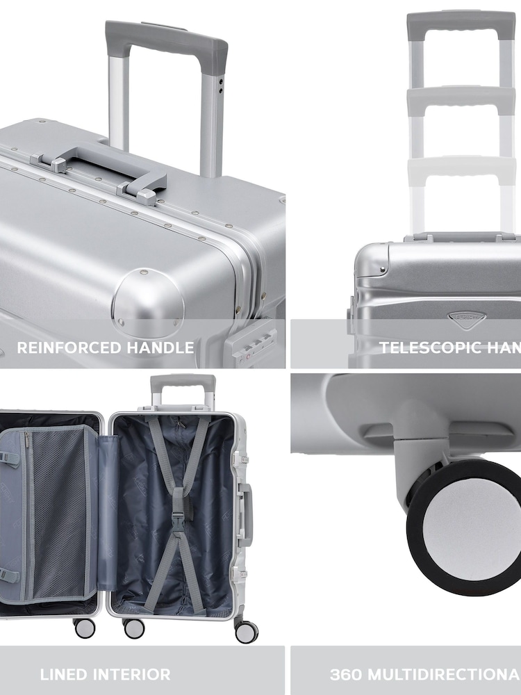 Flight Knight Silver Premium Travel Suitcase Set, 8 Wheels, Aluminium Frame, ABS Body - Image 7 of 7