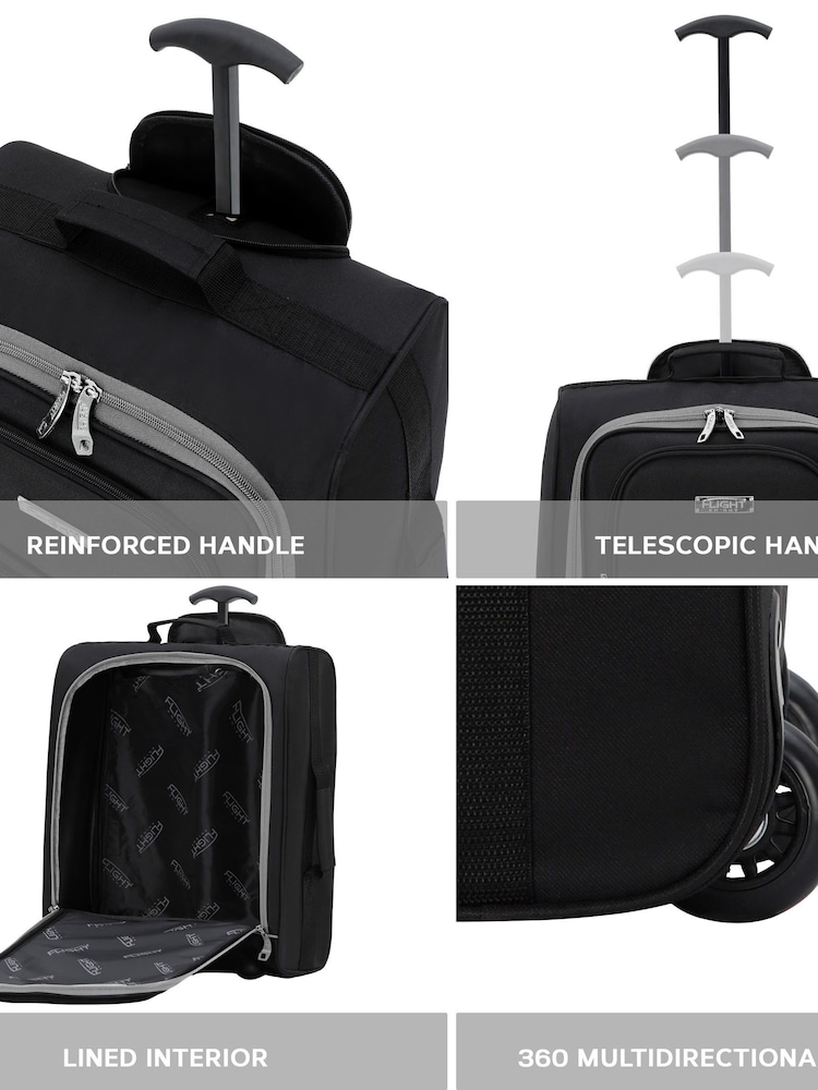 Flight Knight Grey Soft Cabin Carry-On Bag Compatible 100+ Airlines 2 Wheels Luggage - Image 7 of 7