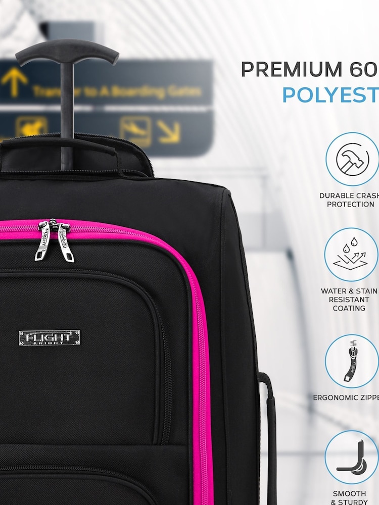 Flight Knight Pink Cabin Carryon 2 Wheels Luggage with Compatible 100+ Airlines - Image 3 of 3