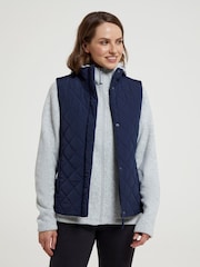 Mountain Warehouse Blue Womens Braila Water Resistant Quilted Padded Gilet - Image 1 of 8