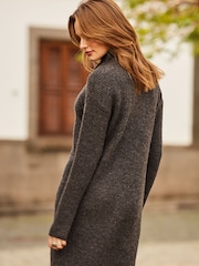 Sosandar Grey Half Zip Knitted Dress - Image 2 of 4