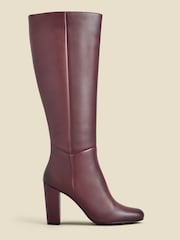 Sosandar Red Leather Zip Knee High Boots - Image 1 of 4