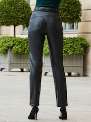Sosandar Black Faux Leather Belted Skinny Trousers - Image 2 of 5