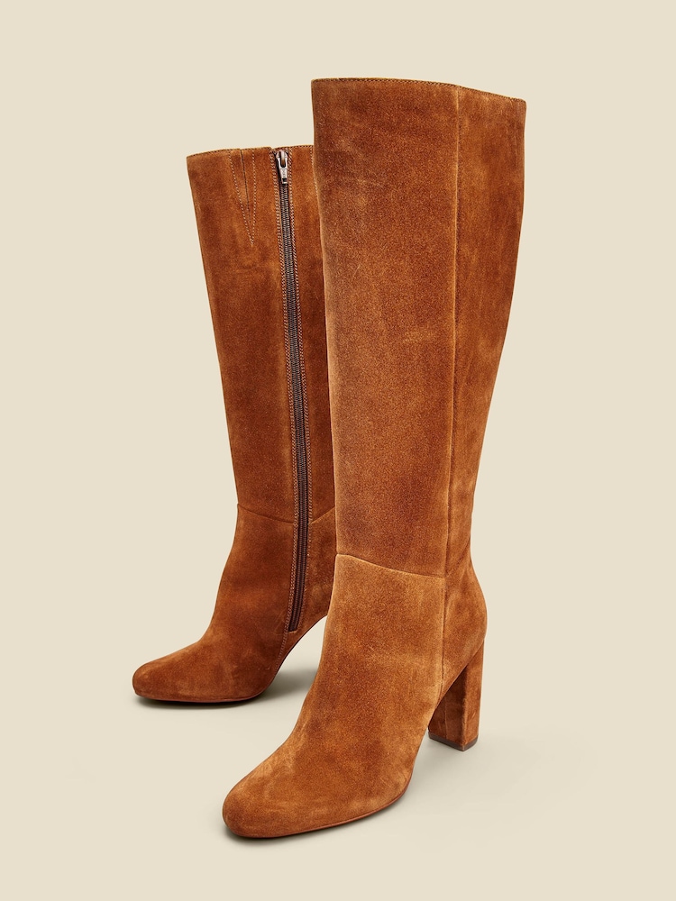 Dunkelbraun - Sosandar Kniehohe Stiefel aus Veloursleder mit Reißverschluss - Bild 2 von 3 Dunkelbraun - Sosandar Kniehohe Stiefel aus Veloursleder mit Reißverschluss - Bild 2 von 3