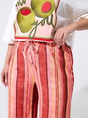 Yours Curve Red Limited Stripe Mix Tie Trousers - Image 2 of 5