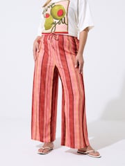 Yours Curve Red Limited Stripe Mix Tie Trousers - Image 3 of 5