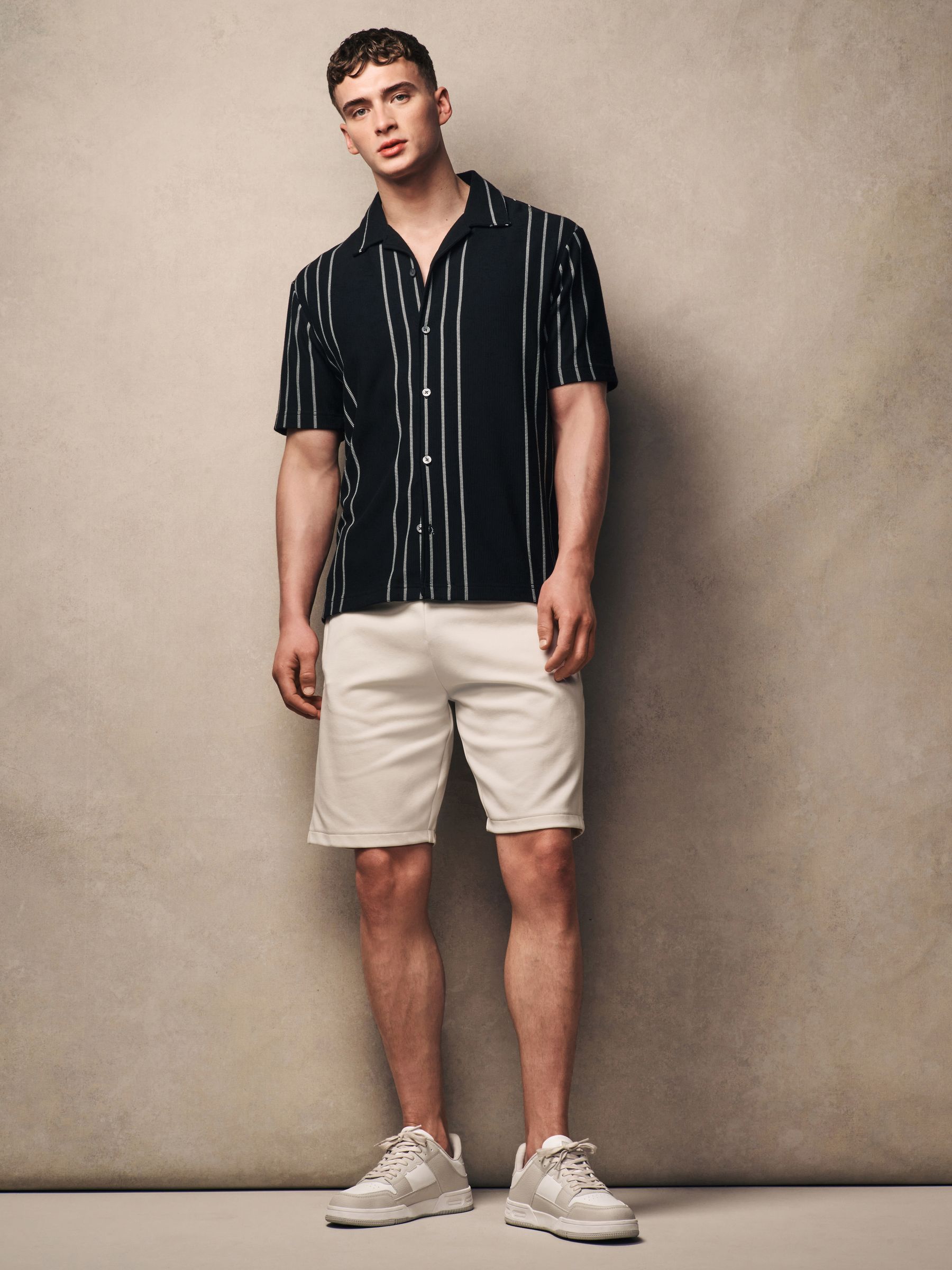 Buy Black Cuban Collar Textured Jersey Short Sleeve Shirt Buy Black Cuban Collar Textured Jersey Short Sleeve Shirt