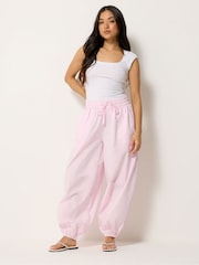 PixieGirl Petite Pink Poplin Cuffed Balloon Pants - Image 1 of 5