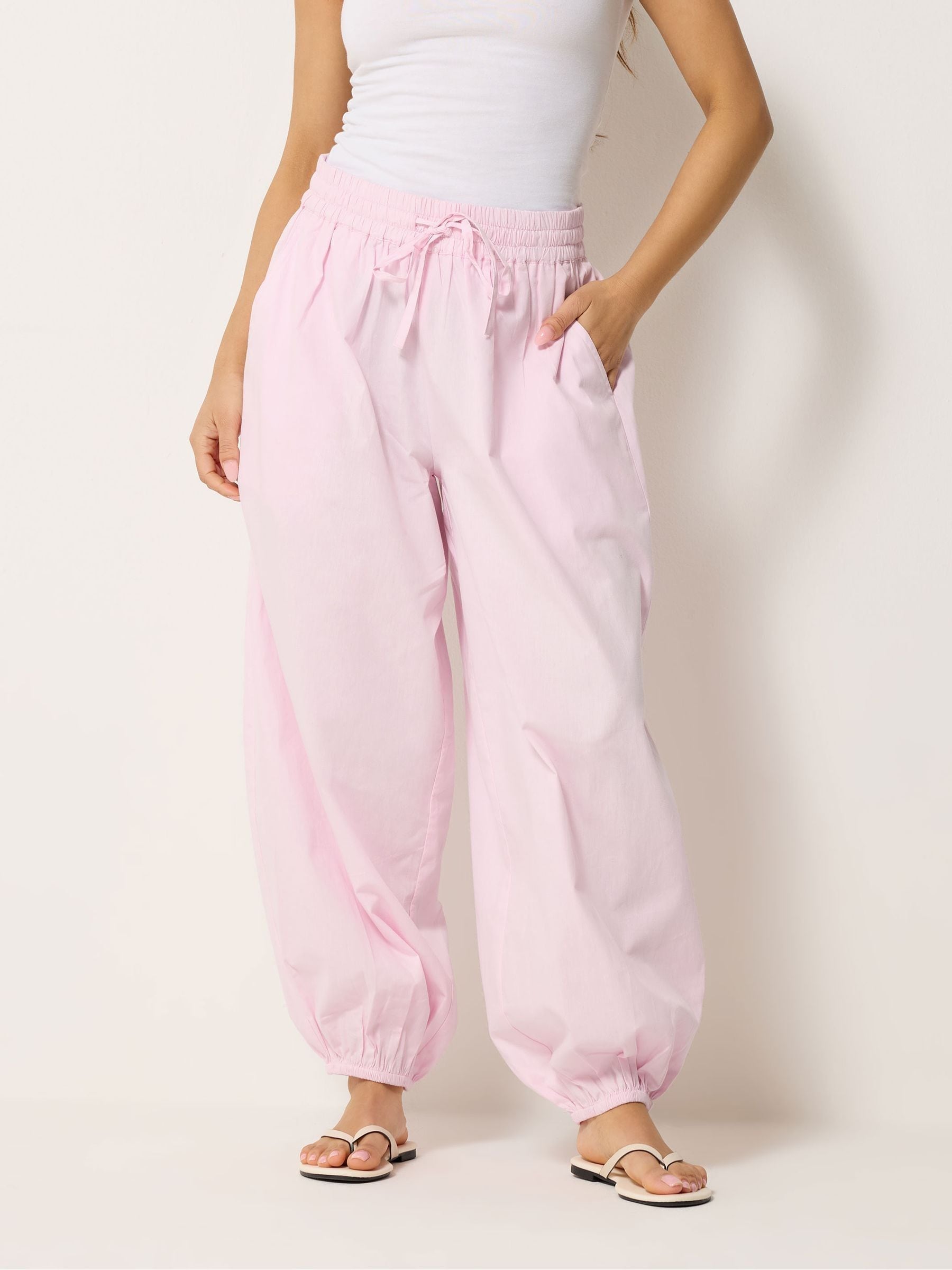 Buy PixieGirl Petite Pink Poplin Cuffed Balloon Pants from Next USA