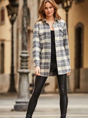 Sosandar Natural Check Brushed Flannel 100% Cotton Shirt - Image 1 of 5