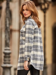 Sosandar Natural Check Brushed Flannel 100% Cotton Shirt - Image 4 of 5