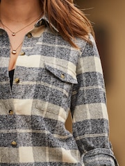 Sosandar Natural Check Brushed Flannel 100% Cotton Shirt - Image 5 of 5