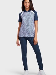 Original Penguin Golf Ladies Blue Optical Print Colour block Polo Shirt - Image 1 of 3