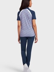 Original Penguin Golf Ladies Blue Optical Print Colour block Polo Shirt - Image 2 of 3