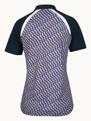 Original Penguin Golf Ladies Blue Optical Print Colour block Polo Shirt - Image 3 of 3
