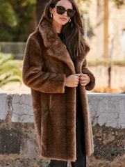 Sosandar Brown Faux Fur Mink Coat - Image 1 of 1