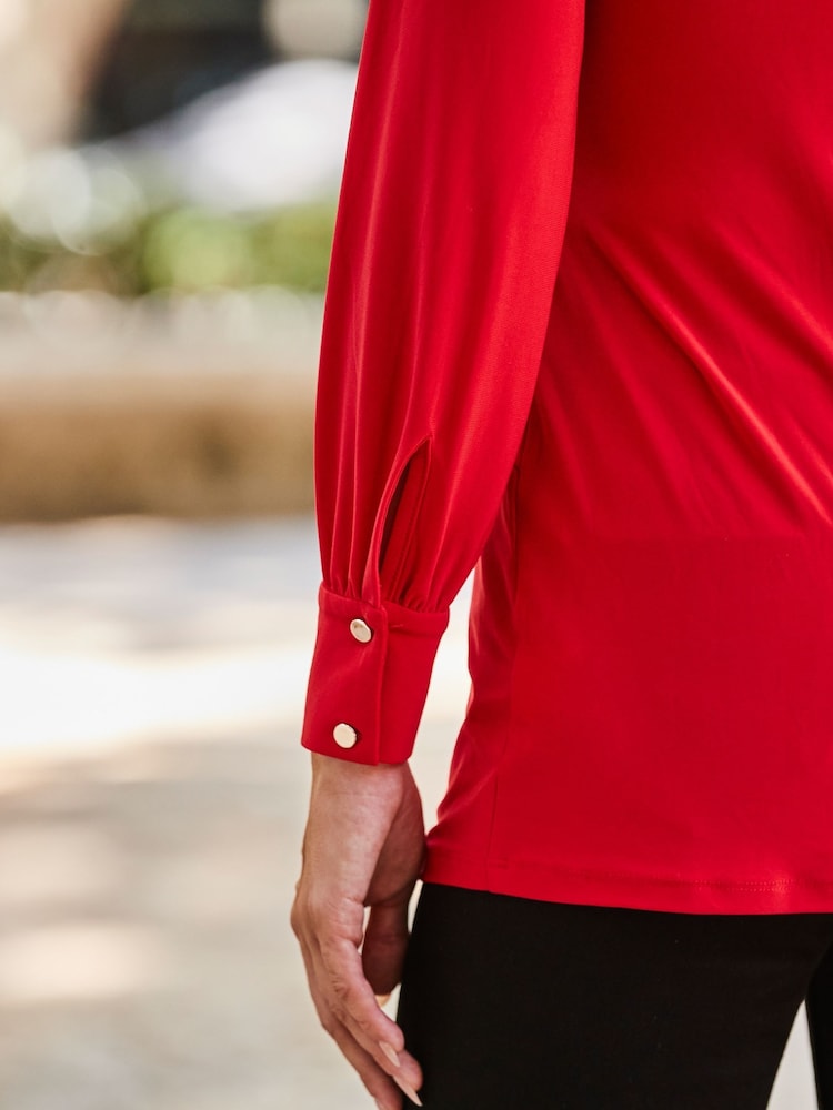 Sosandar Red Twist Front Jersey Top - Image 5 of 5 Sosandar Red Twist Front Jersey Top - Image 5 of 5