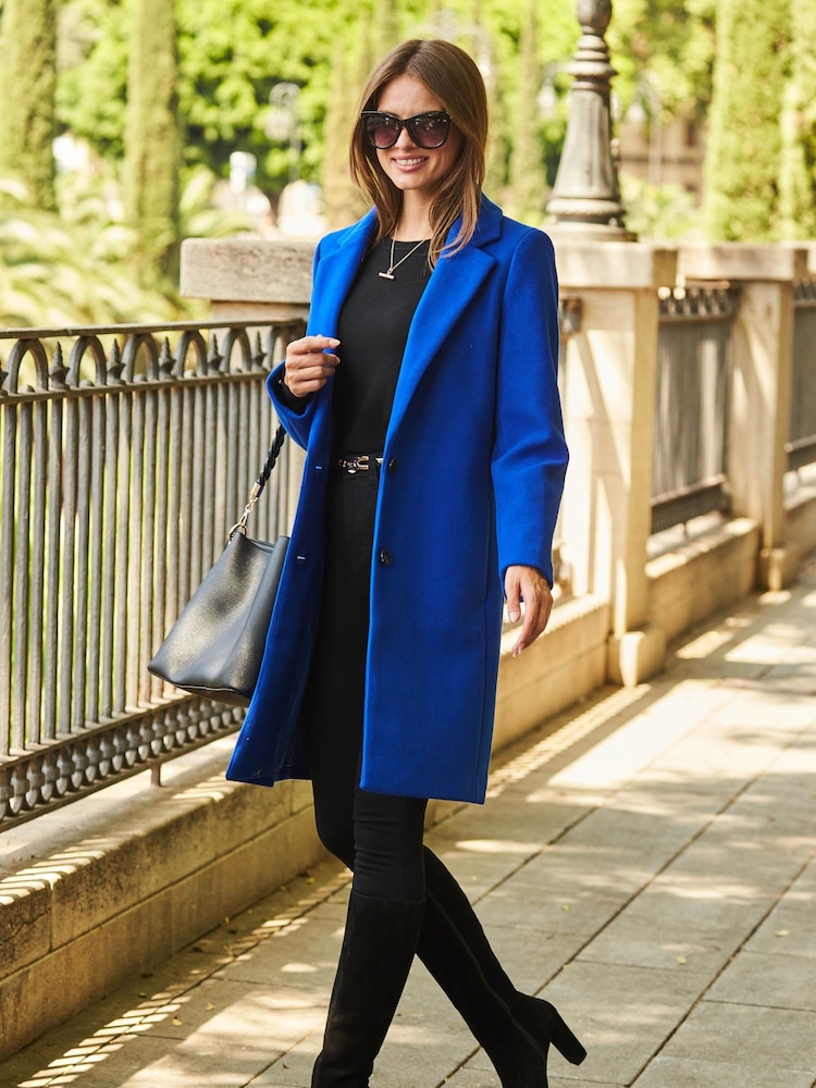 Sosandar Blue Single Breasted Coat - Image 1 of 5