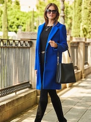 Sosandar Blue Single Breasted Coat - Image 4 of 5